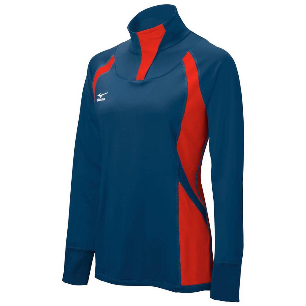 Giacca Mizuno Nine Collection: Drive Half-Zip Donna - Blu Marino/Rosse - 04126-LDQK